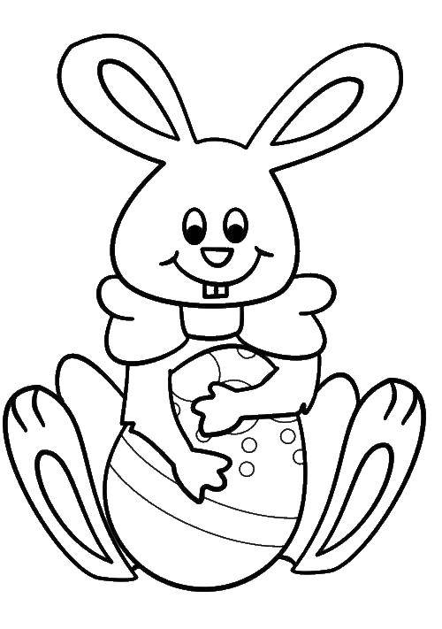 Coloring Easter Bunny with egg. Category coloring Easter. Tags:  Easter, eggs, patterns, Bunny.