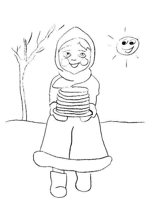 Coloring Carnival. Category carnival coloring pages. Tags:  Maslenitsa , pancakes.