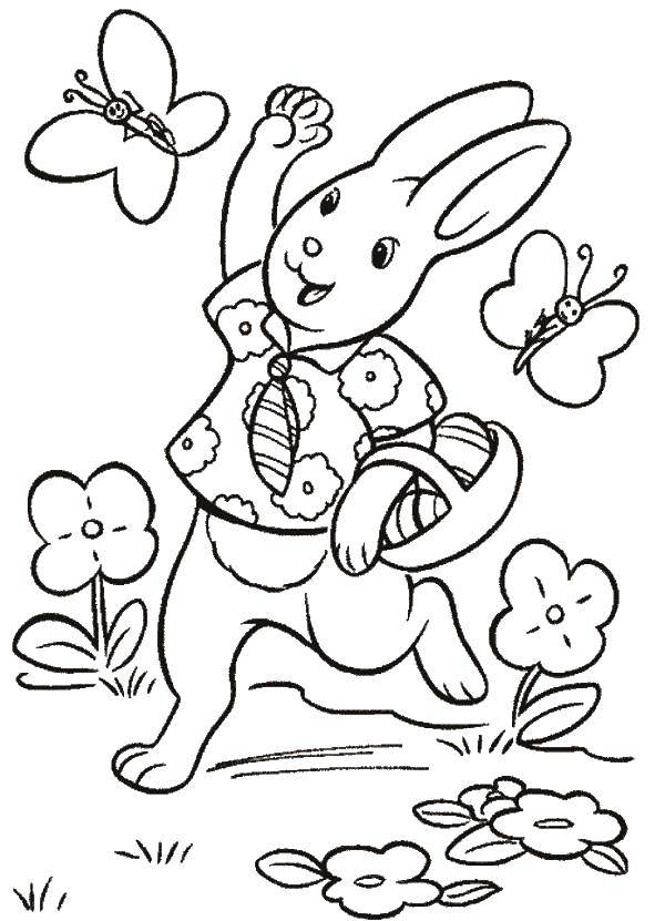 Название: Раскраска Пасхальный кролик. Категория: раскраски пасха. Теги: Пасха, яйца, узоры, кролик.