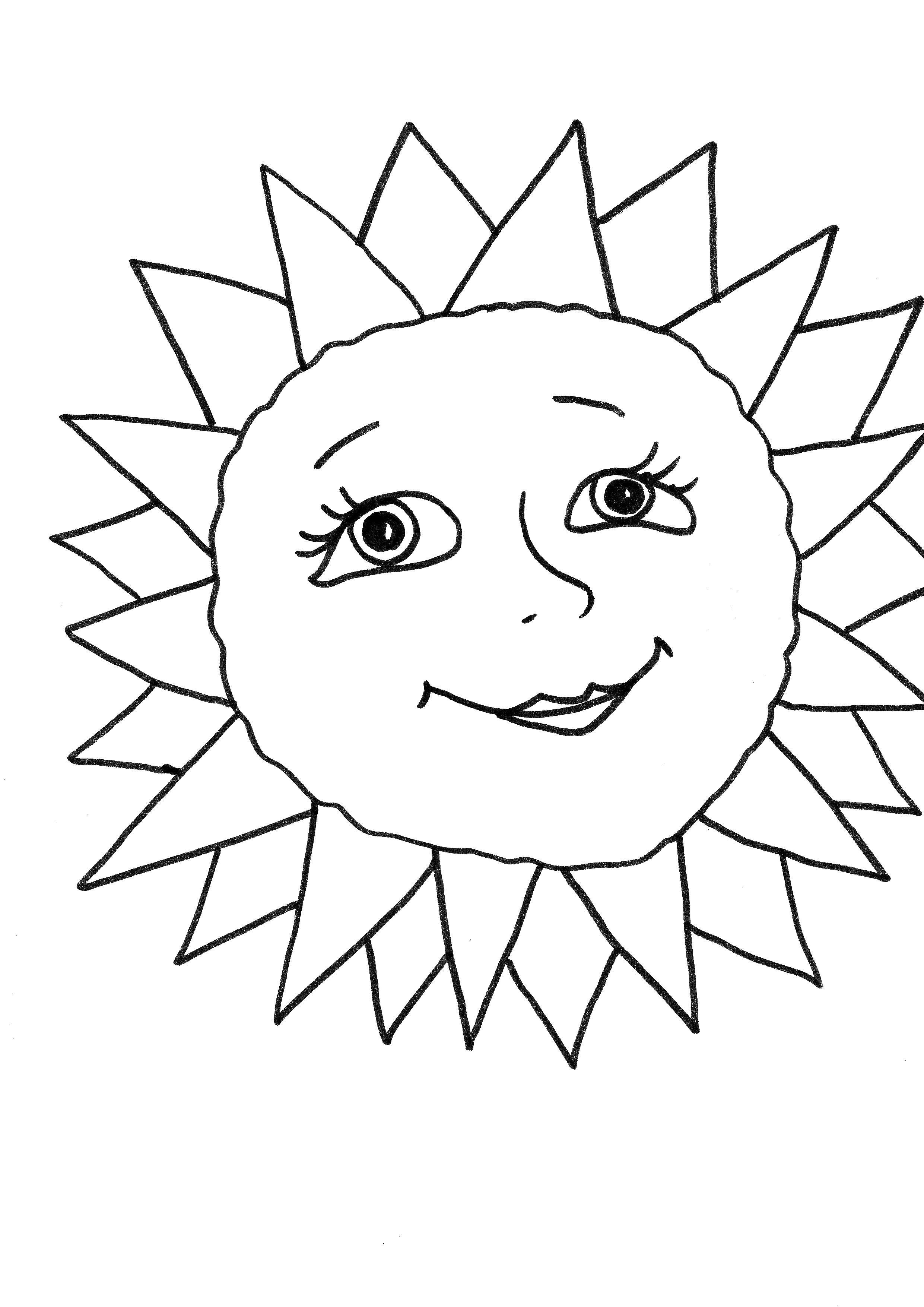 Coloring The sun is smiling. Category little ones. Tags:  Sun, rays, joy.