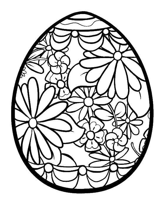 Название: Раскраска Пасхальное яйцо с цветочным узором. Категория: пасхальные яйца. Теги: Пасха, яйца, узоры.