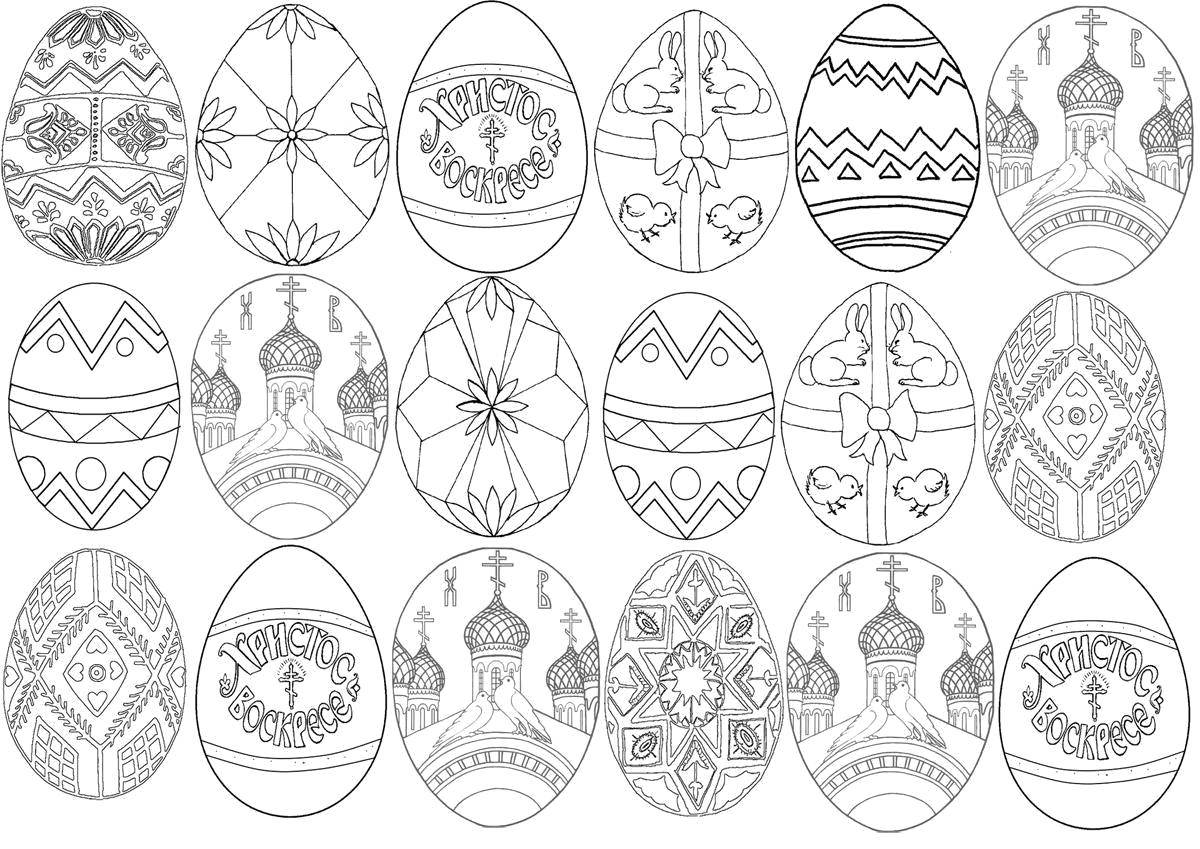 Coloring Easter eggs. Category Easter eggs. Tags:  Easter, eggs, patterns.
