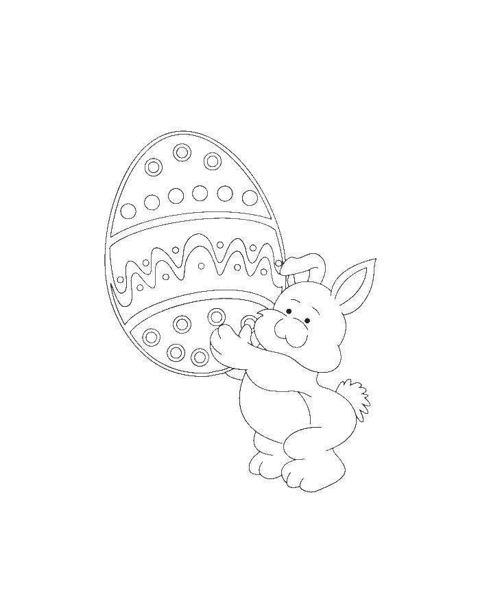 Название: Раскраска Пасхальный кролик с яичком. Категория: пасхальные яйца. Теги: Пасха, яйца, узоры, кролик.