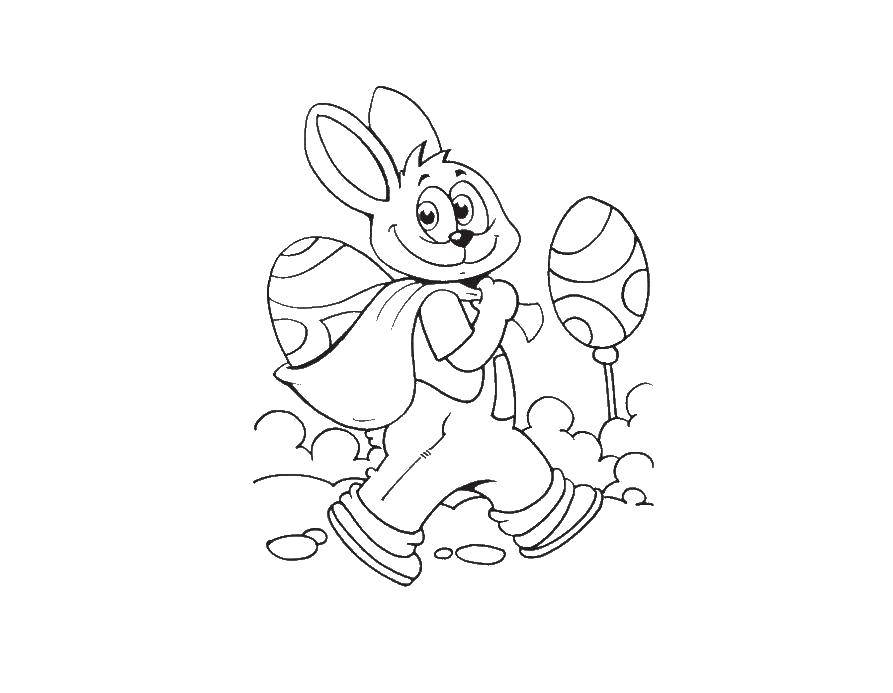 Название: Раскраска Пасхальный кролик с яичком. Категория: пасхальные яйца. Теги: Пасха, яйца, узоры, кролик.