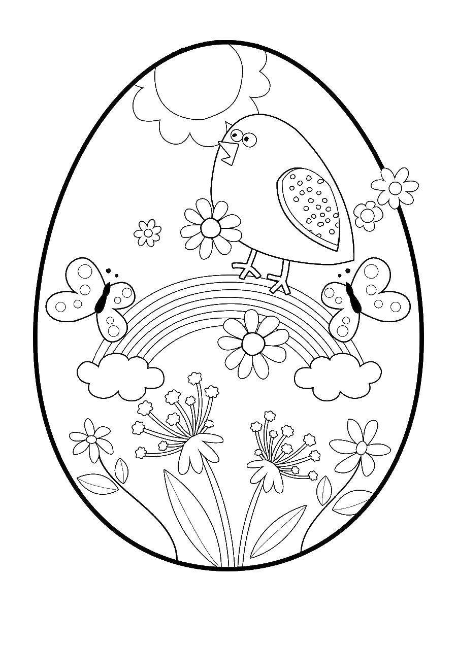 Название: Раскраска Разукрашенное яичко. Категория: пасхальные яйца. Теги: Пасха, яйца, узоры.