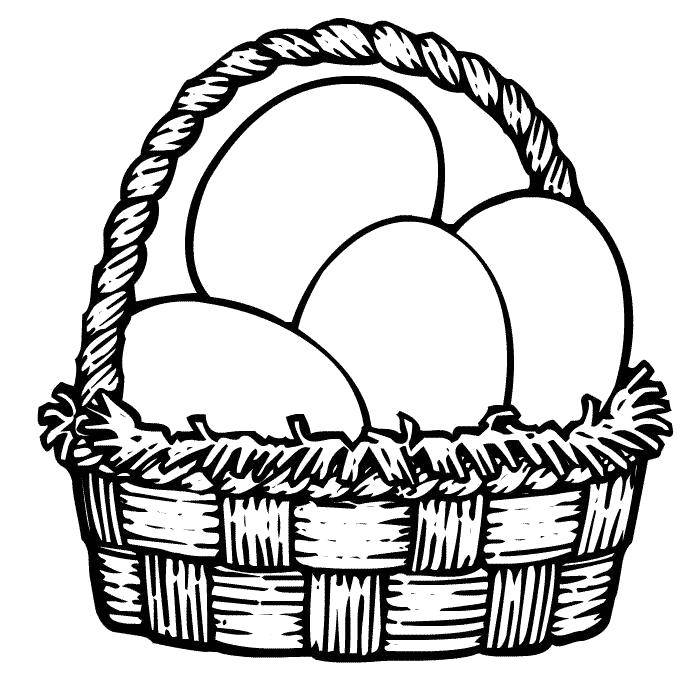 Название: Раскраска Яички в корзинке. Категория: пасхальные яйца. Теги: Пасха, яйца, узоры.