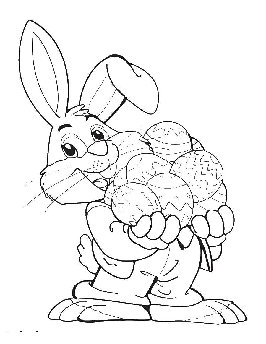 Coloring Bunny with Easter eggs. Category Easter eggs. Tags:  Easter, eggs, patterns, Bunny.