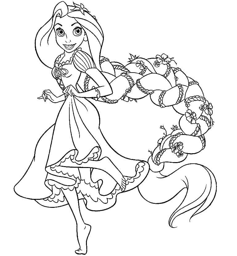 Coloring Long-haired Rapunzel. Category Disney coloring pages. Tags:  Disney, Rapunzel.