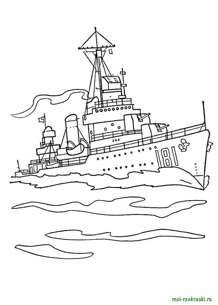 Название: Раскраска Корабль. Категория: корабль. Теги: корабль, море.