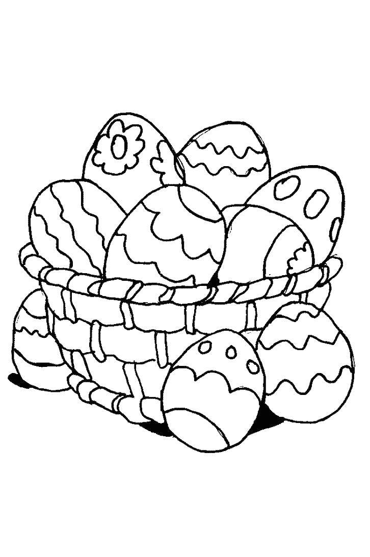 Название: Раскраска Пасхальные яички в корзинке. Категория: раскраски пасха. Теги: Пасха, яйца, узоры.