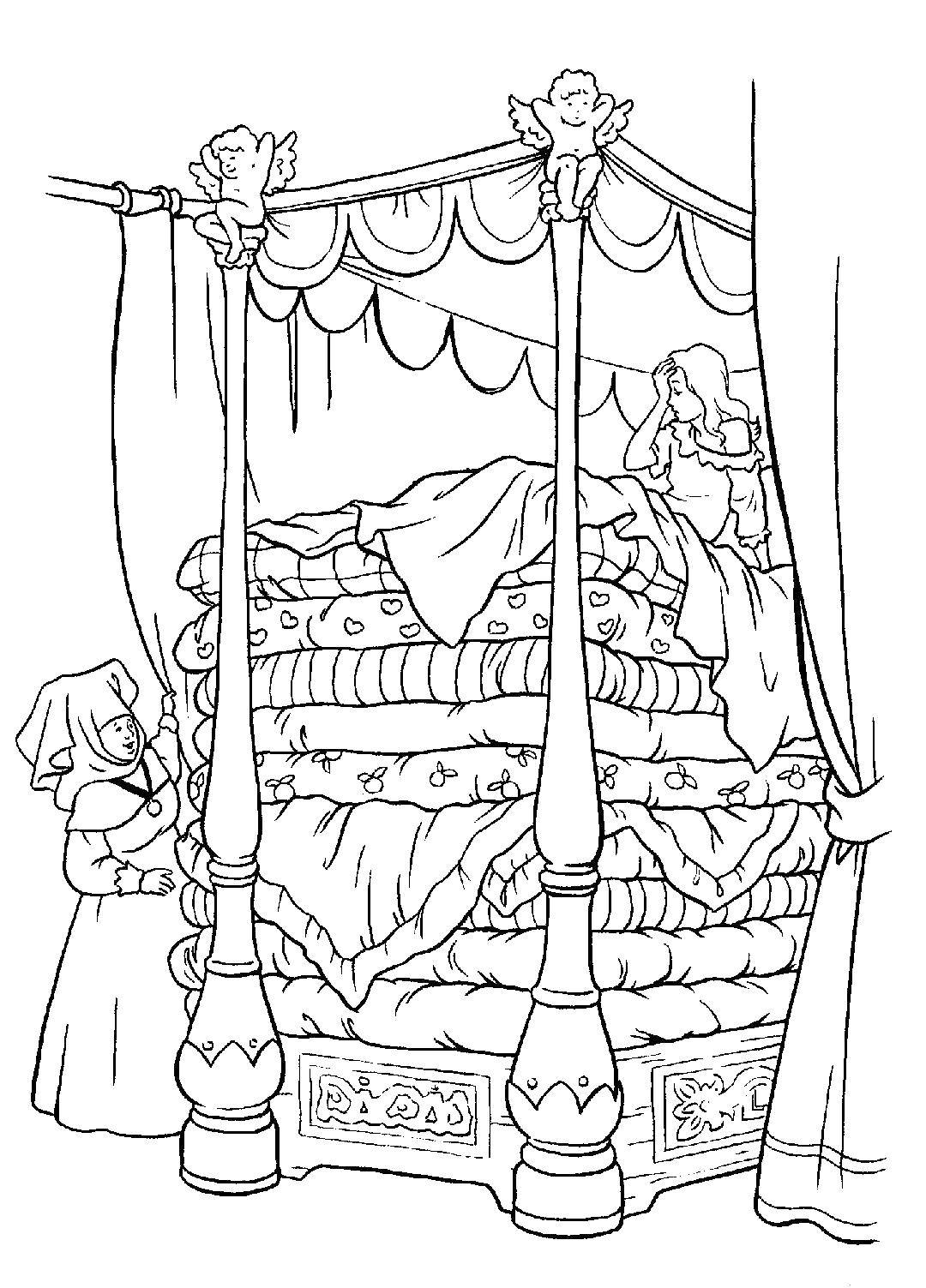 Coloring The Princess and the pea. Category Princess. Tags:  The cartoon character, the Princess and the pea.