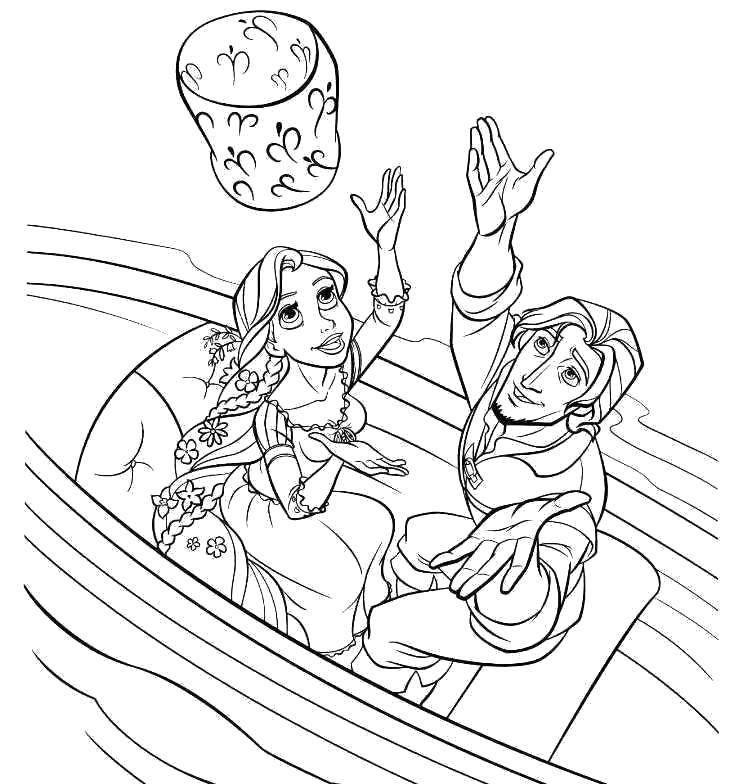 Coloring Rapunzel and her Prince. Category Disney coloring pages. Tags:  Disney, Rapunzel.