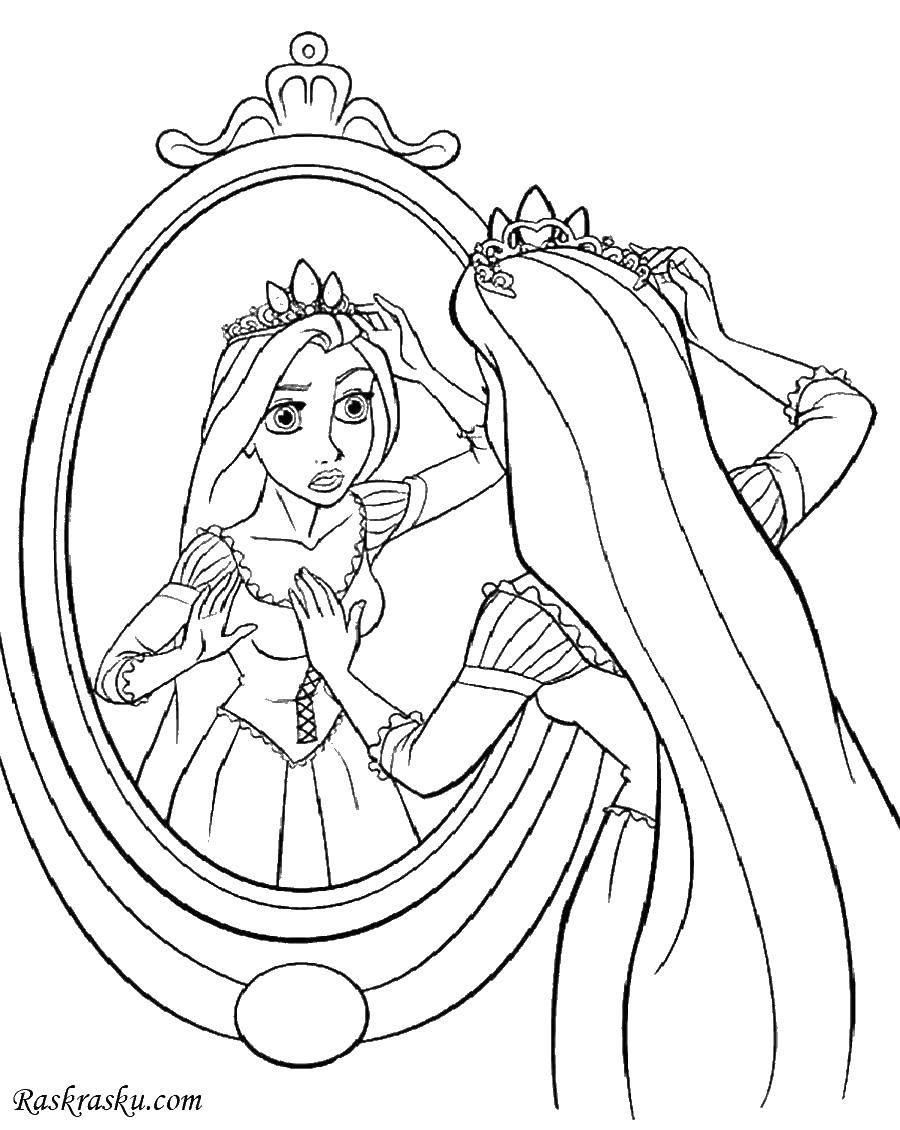 Название: Раскраска Рапунцель. Категория: Персонаж из мультфильма. Теги: рапунцель, принцесса.
