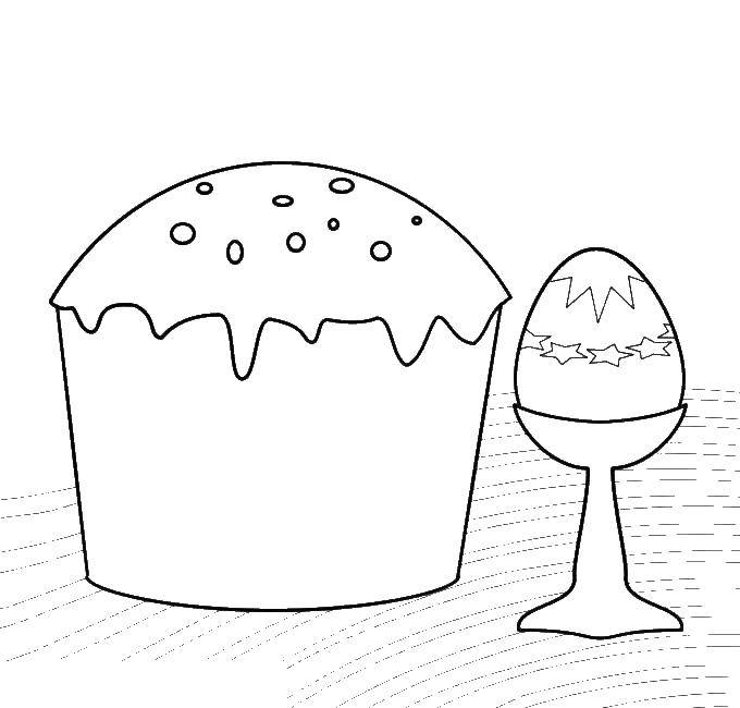 Coloring Egg and kulichikah. Category coloring Easter. Tags:  Easter, eggs, patterns, Pasca.