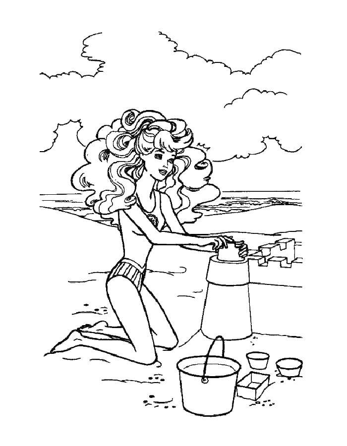 Coloring Barbie in the nature. Category coloring pages for girls. Tags:  Barbie , a picnic.