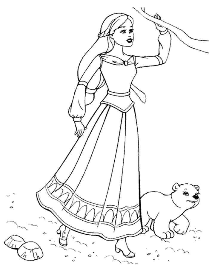 Coloring Barbie with a bear. Category Barbie . Tags:  Barbie , bear.