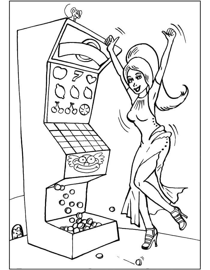 Coloring The girl won the jackpot. Category coloring pages for girls. Tags:  girl.