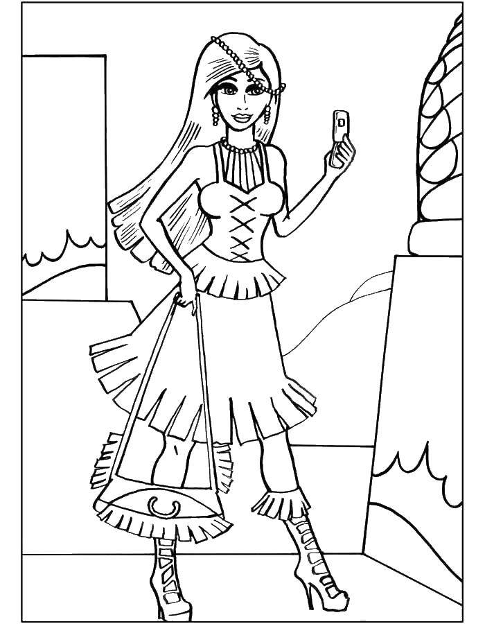 Coloring Girl. Category coloring pages for girls. Tags:  the girl, bag.