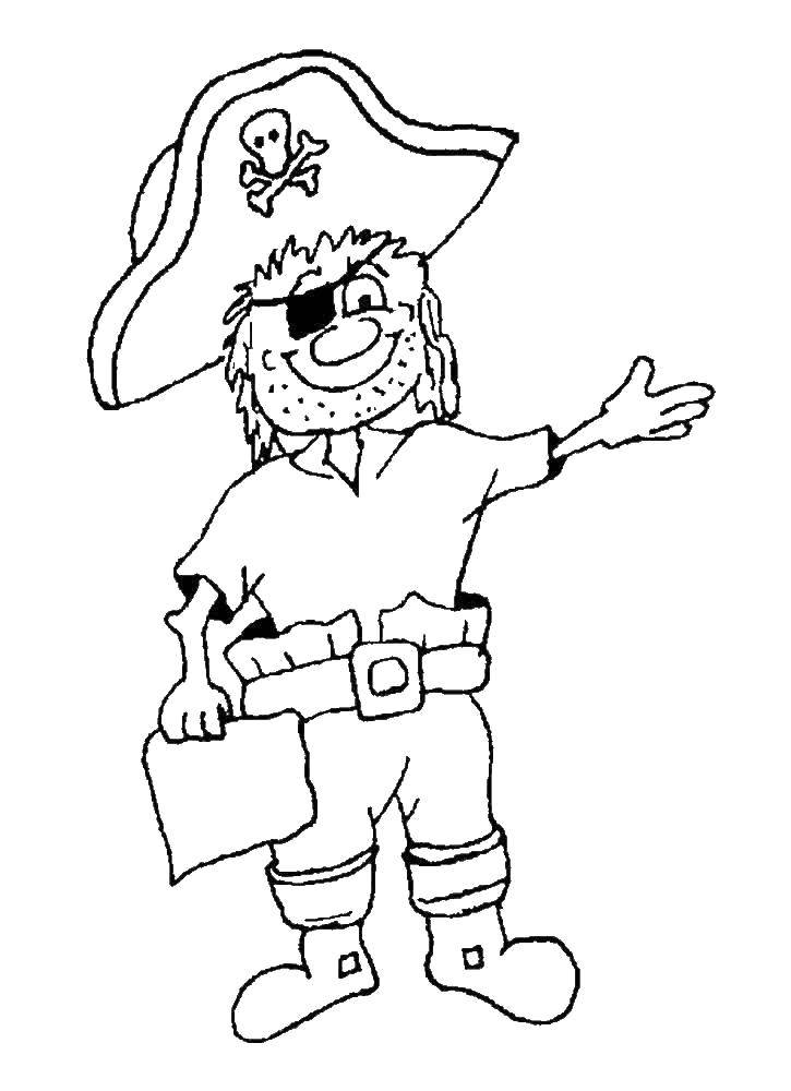 Coloring Good pirate. Category the pirates. Tags:  Pirate, island, treasure, map.