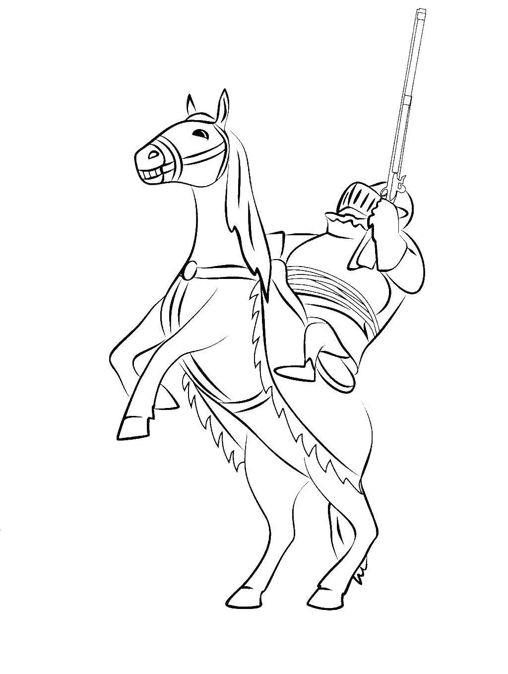 Название: Раскраска Король на коне. Категория: Рыцари. Теги: Король, конь. воин, рыцарь.