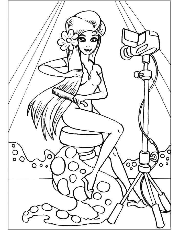 Coloring Model,camera. Category coloring pages for girls. Tags:  girl.