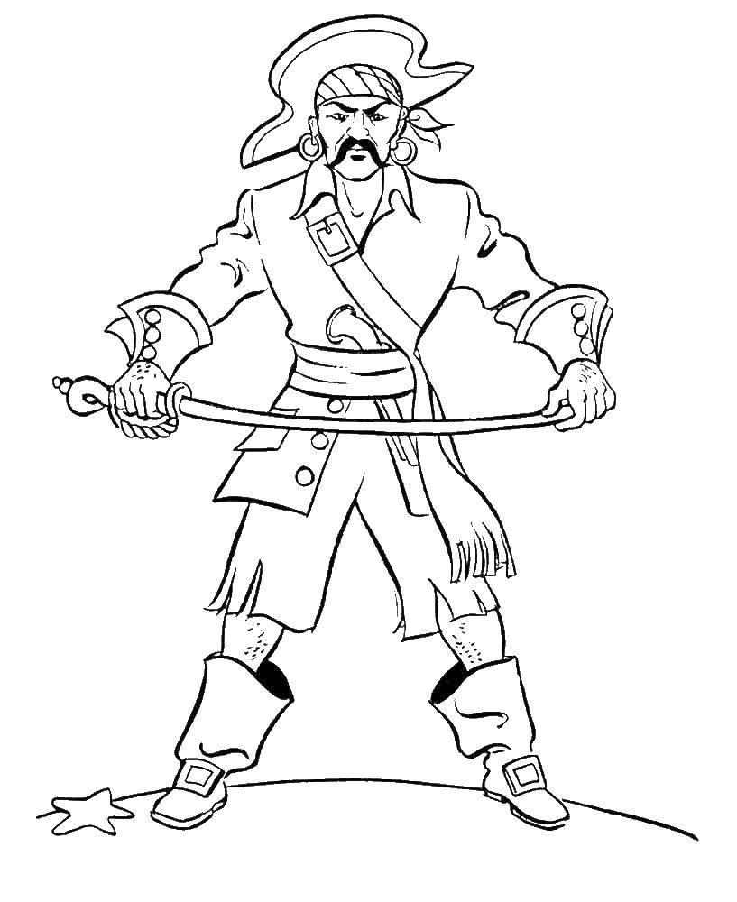 Coloring Pirate - rogue. Category the pirates. Tags:  Pirate, saber.
