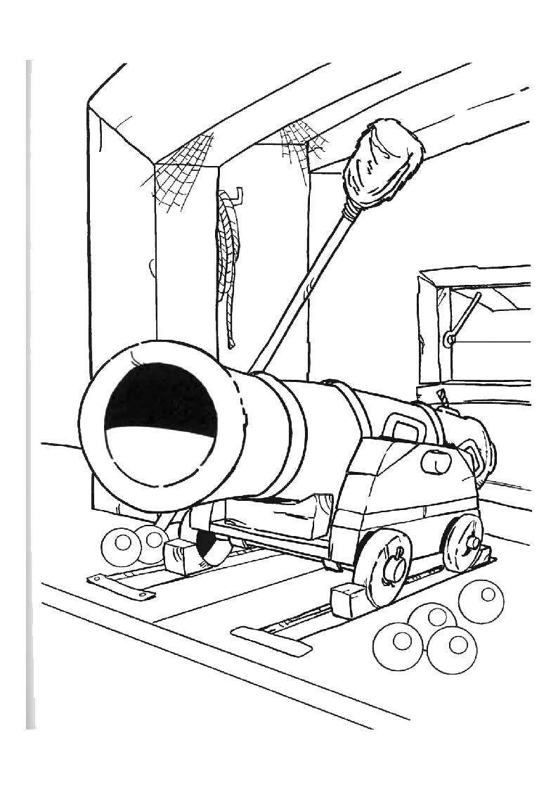 Coloring Pirate cannon. Category the pirates. Tags:  Pirate, ship, gun.