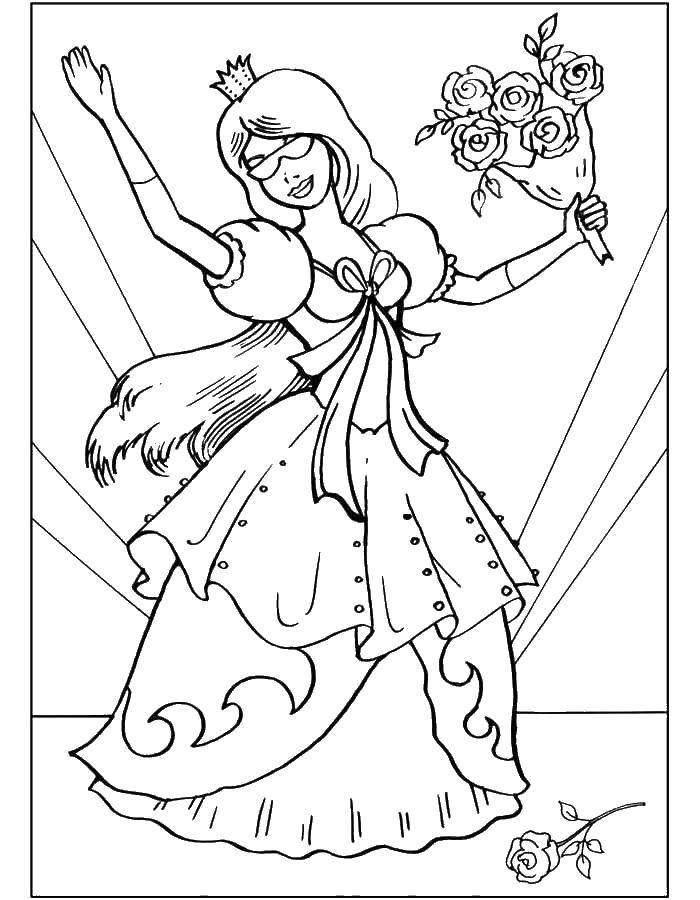 Coloring Princess. Category coloring pages for girls. Tags:  Princess , flowers.