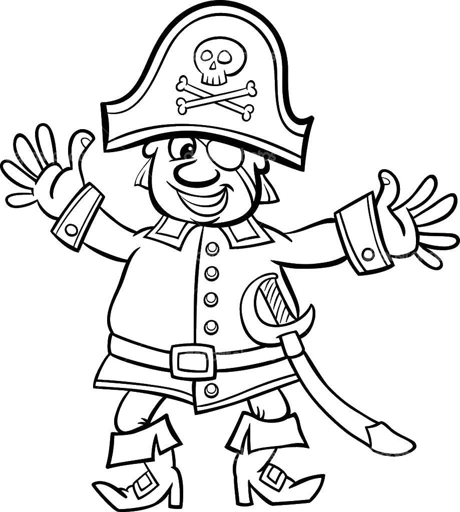 Coloring Jolly pirate. Category the pirates. Tags:  Pirate, saber.