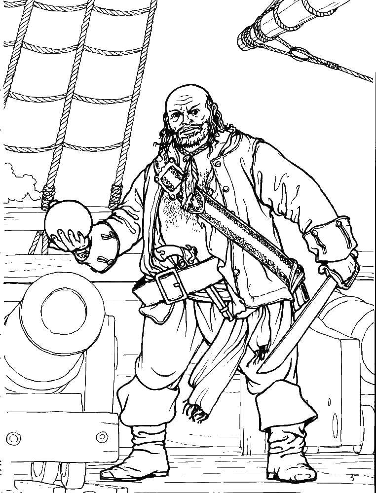 Coloring Battle pirates. Category the pirates. Tags:  Pirate, island, treasure, ship.