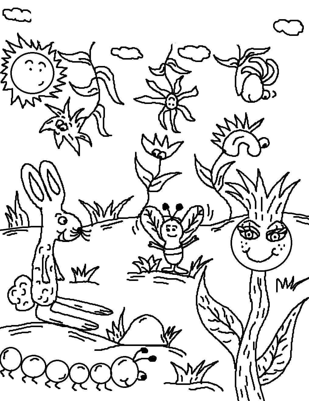 Название: Раскраска Лесные животные. Категория: весна. Теги: заяц, кролик.