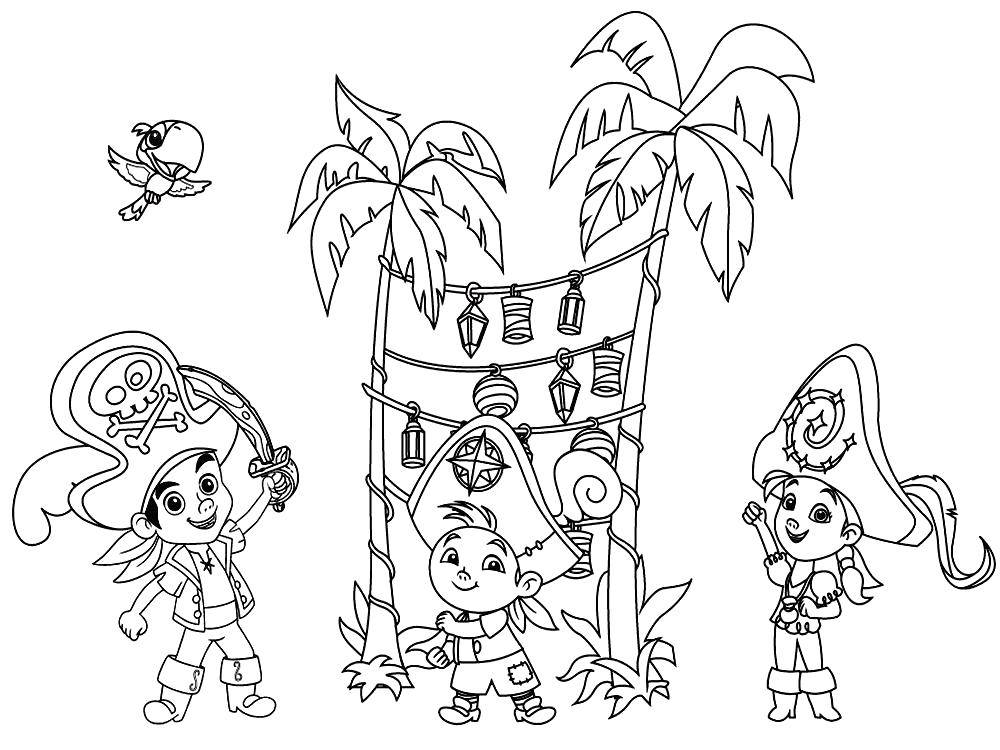 Coloring Little pirates. Category the pirates. Tags:  Pirate, island, treasure.