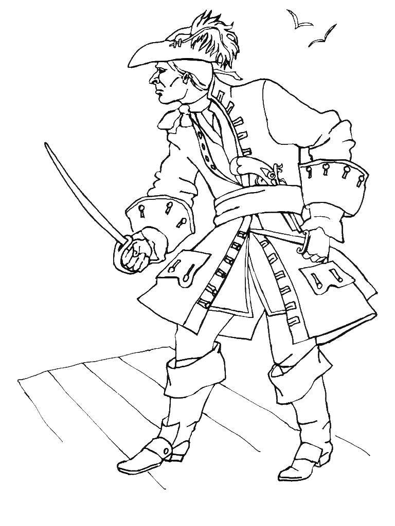 Coloring Pirate on the lookout. Category the pirates. Tags:  Pirate, saber.