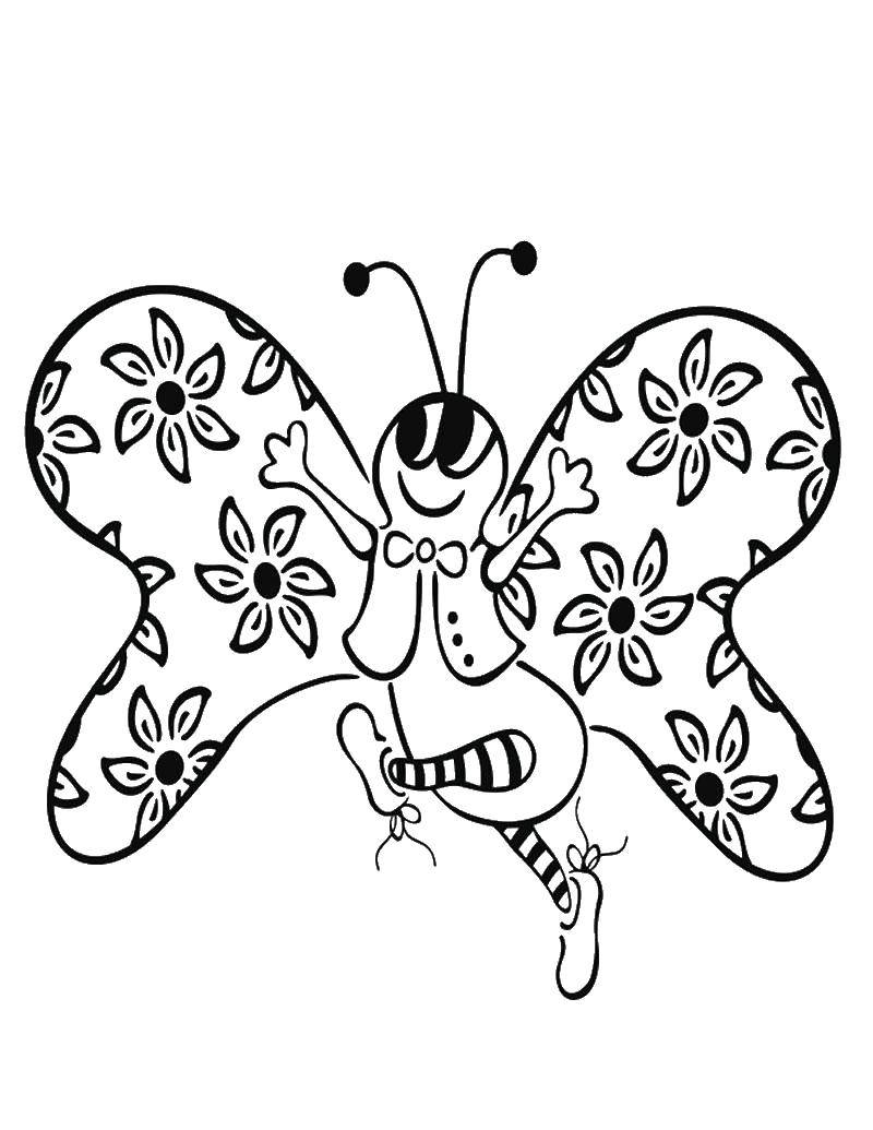 Название: Раскраска Веселая бабочка. Категория: весна. Теги: бабочка.