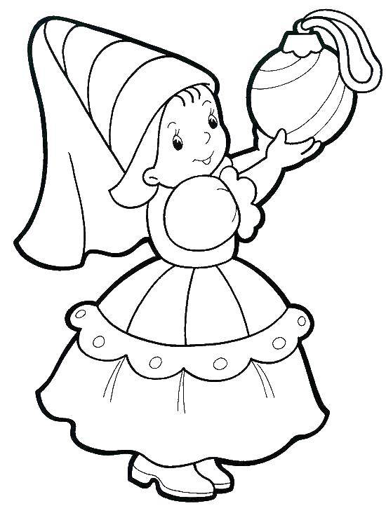 Coloring Girl with Christmas toy. Category Christmas decorations. Tags:  New Year, Christmas toy.