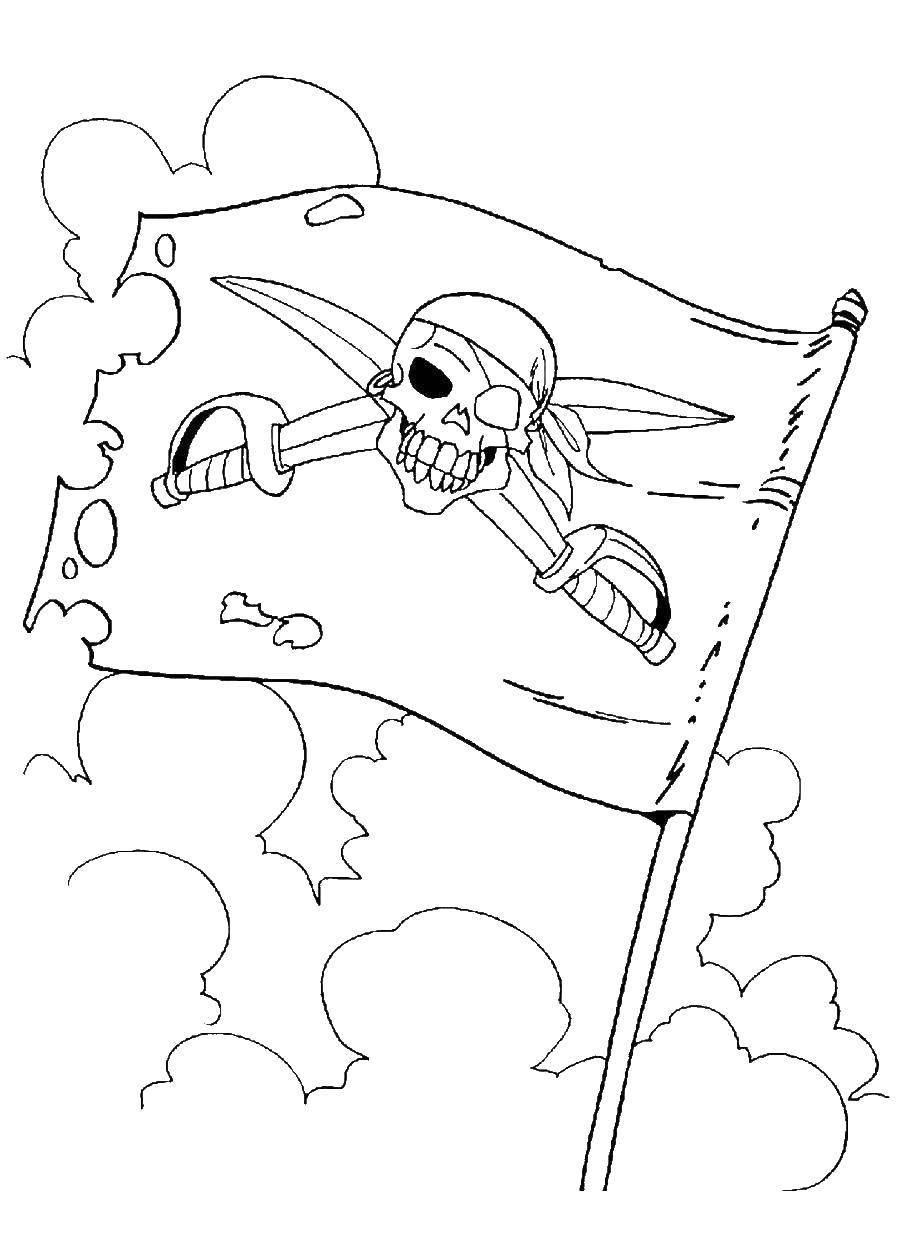 Название: Раскраска Пиратский флаг. Категория: Пираты. Теги: Пират, море, флаг.