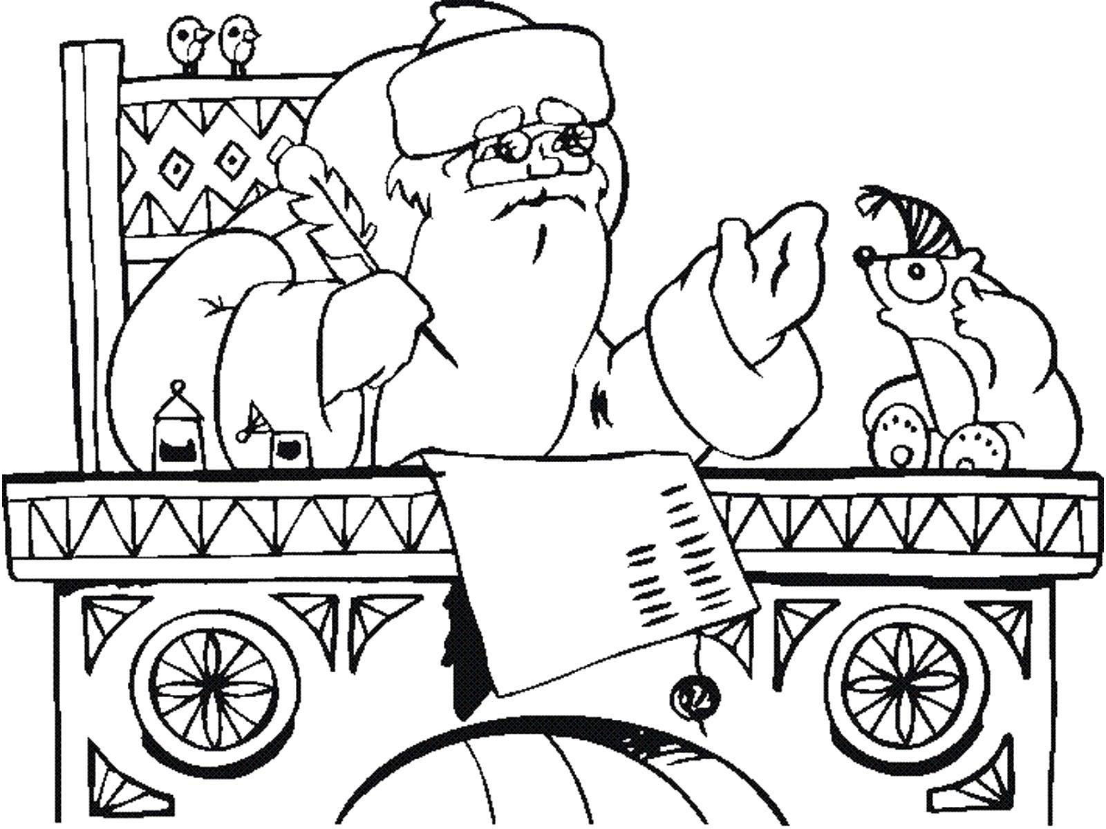 Coloring Santa Claus responds to pismo. Category new year. Tags:  New Year, Santa Claus, Santa Claus, gifts.