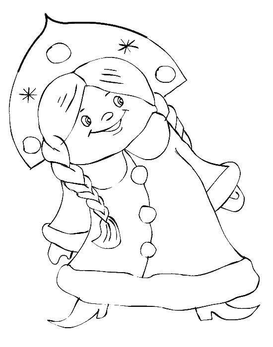 Coloring Snow maiden. Category the tale of Snegurochka. Tags:  Snow maiden, winter, New Year.