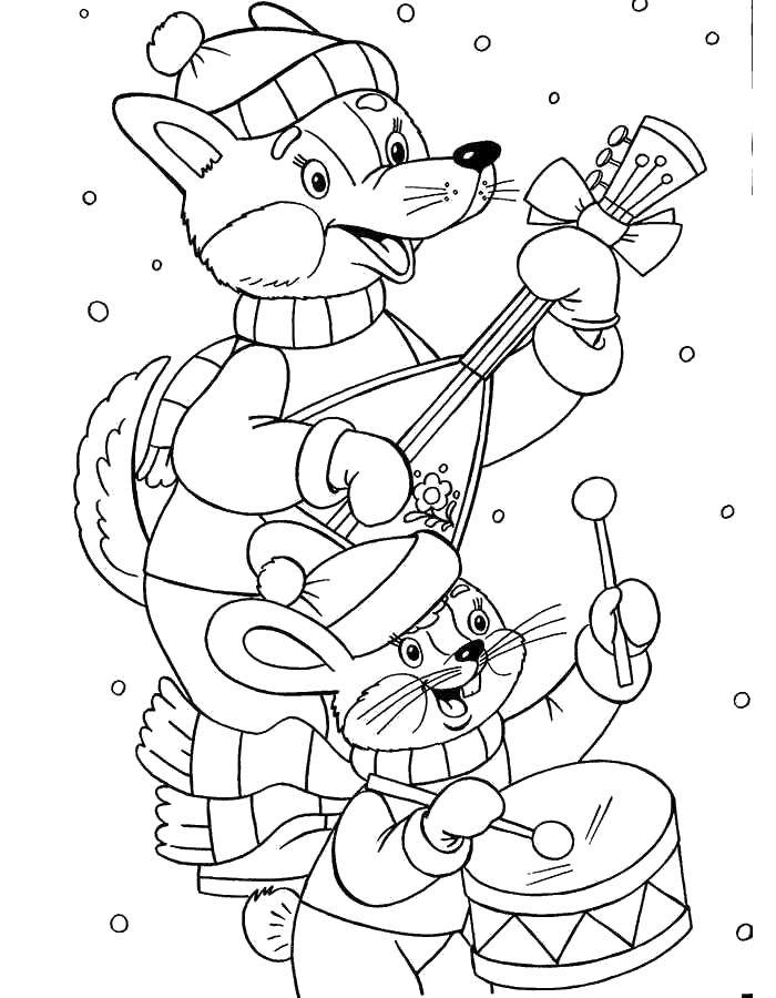 Coloring Winter games. Category winter. Tags:  Winter, forest, fun, snow.