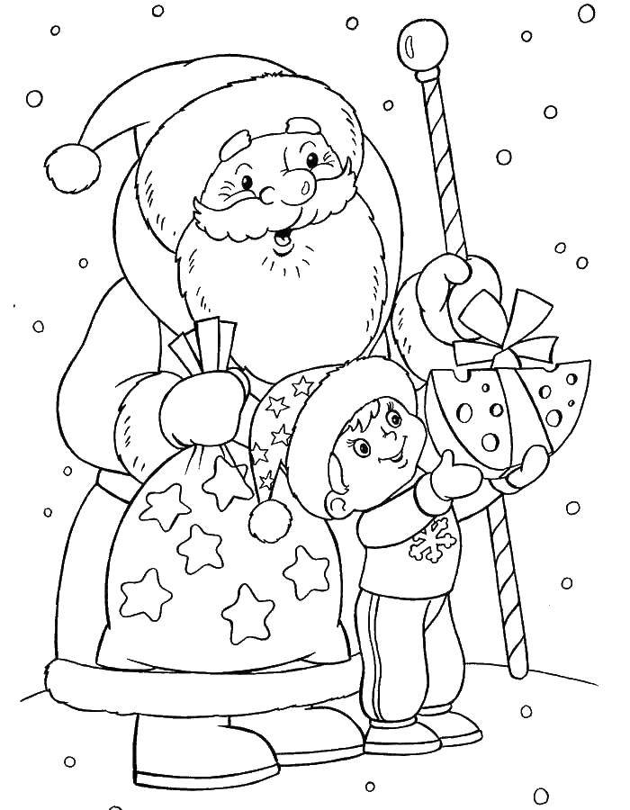 Название: Раскраска Подарки от деда мороза. Категория: дед мороз. Теги: Новый Год, Дед Мороз, Санта Клаус, подарки.