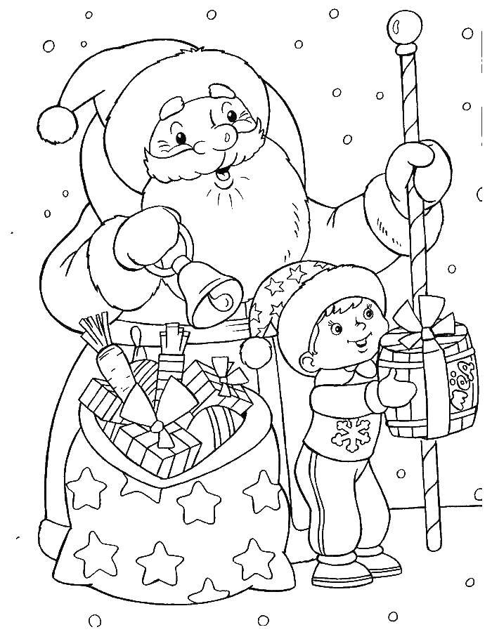 Название: Раскраска Подарки от деда мороза. Категория: новый год. Теги: Новый Год, Дед Мороз, Санта Клаус, подарки.