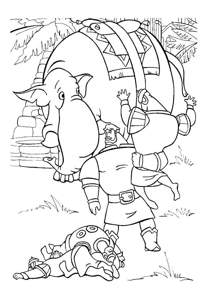 Coloring Ilya Muromets in a fight. Category heroes. Tags:  Ilya Muromets, Bogatyr.