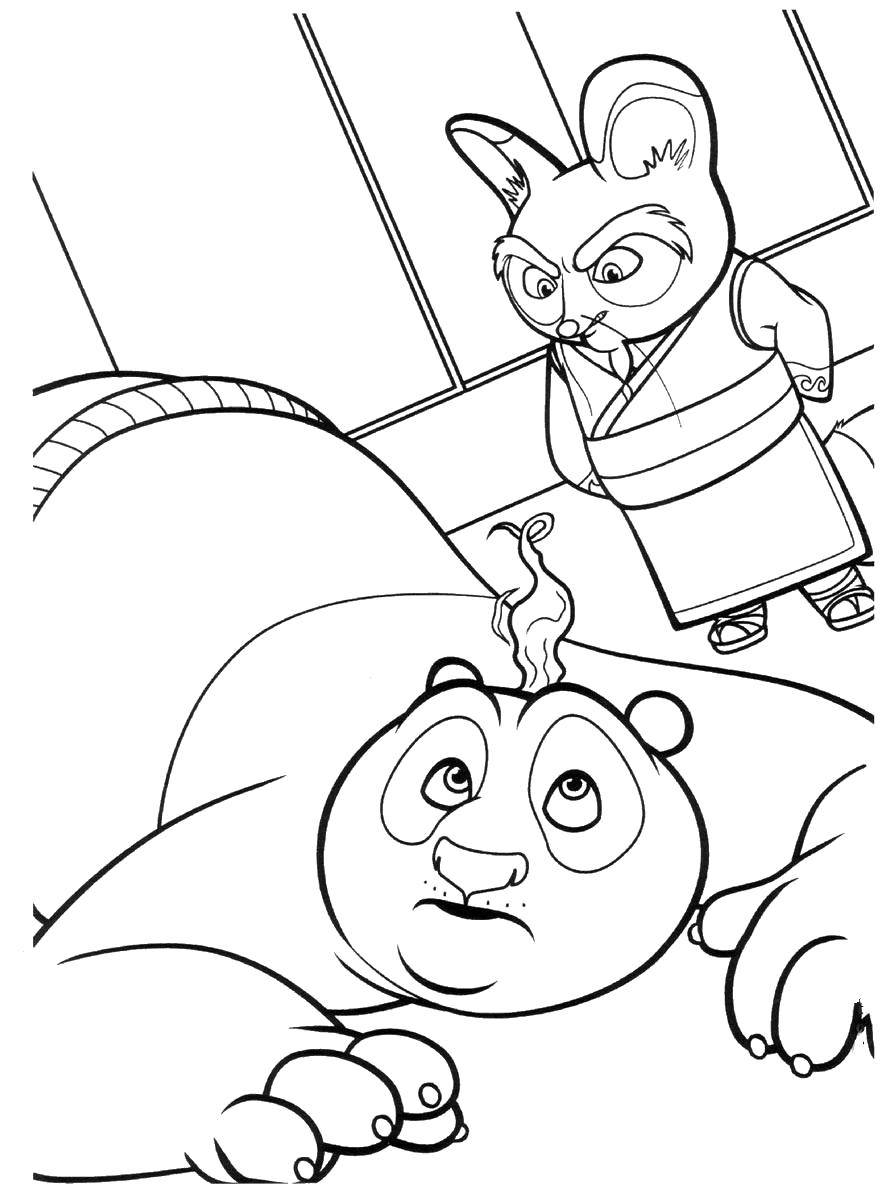 Coloring Po and master Shifu. Category Cartoon character. Tags:  Cartoon character, Kung Fu Panda.