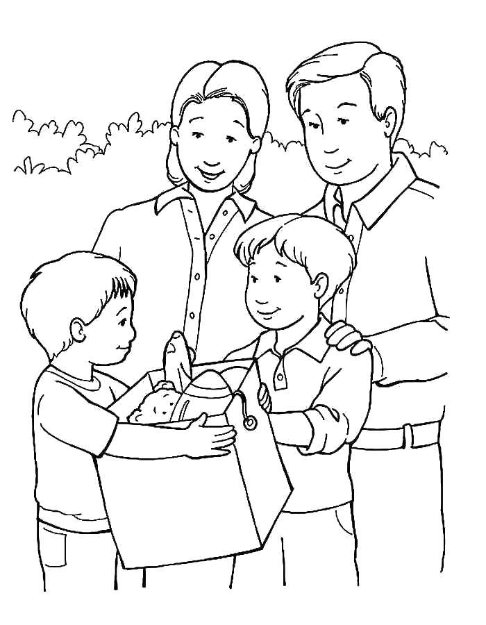 Coloring Parents with children. Category family. Tags:  Family, parents, children.