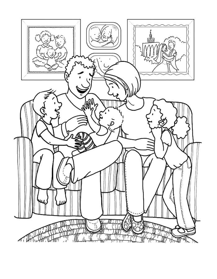 Coloring Happy family. Category family. Tags:  Family, parents, children.