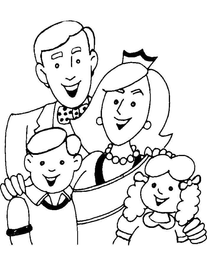 Название: Раскраска Счастливая семья. Категория: семья. Теги: Семья, родители, дети.
