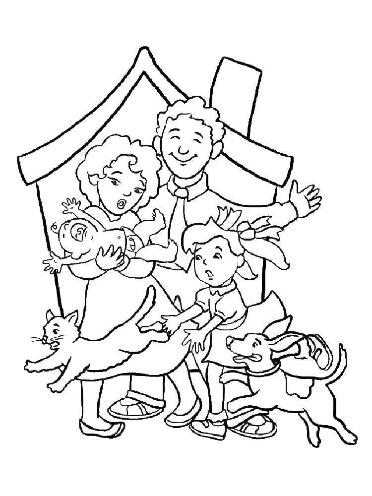 Coloring Family life. Category family. Tags:  Family, parents, children.