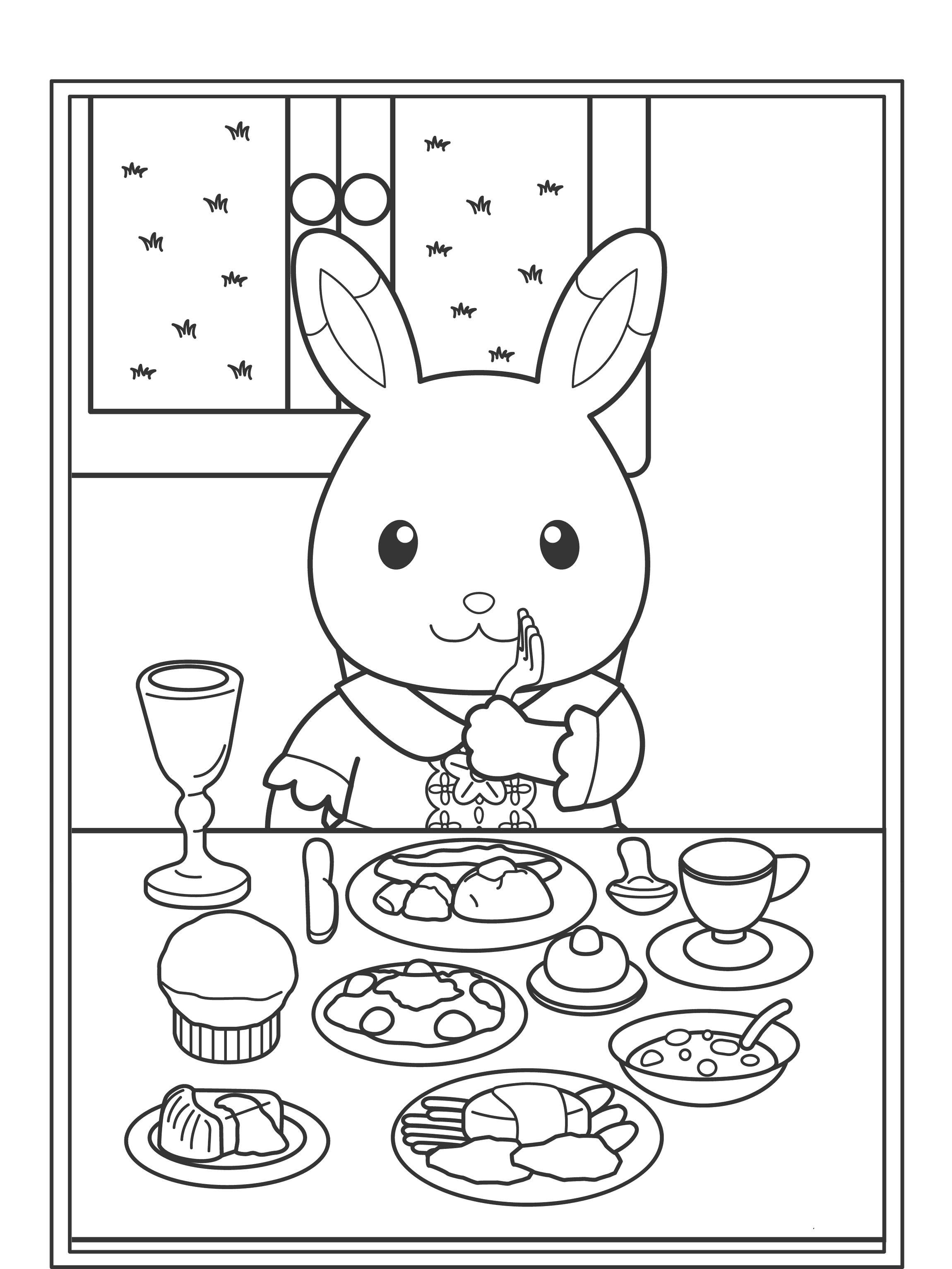 Coloring Bunny for lunch. Category family animals. Tags:  Bunny.