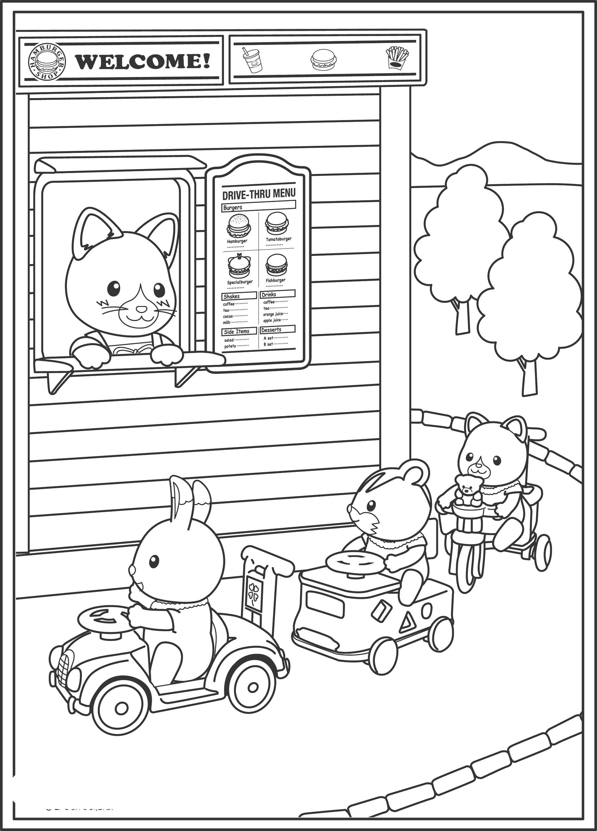 Coloring The animals went to the store. Category family animals. Tags:  Animals, Bunny, squirrel, kitty.