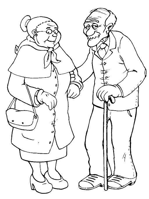 Название: Раскраска Бабушка и дедушка. Категория: Семья. Теги: бабушка, дедушка.
